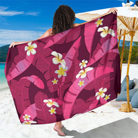 Pink Banana Leaf Hawaii Sarong Lau Maia Plumeria Tropical Summer Vibes LT14 One Size 44 x 66 inches Pink - Polynesian Pride