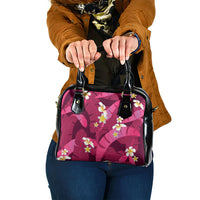 Pink Banana Leaf Hawaii Shoulder Handbag Lau Maia Plumeria Tropical Summer Vibes LT14 One Size Pink - Polynesian Pride