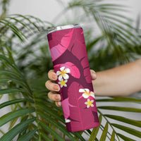 Pink Banana Leaf Hawaii Skinny Tumbler Lau Maia Plumeria Tropical Summer Vibes LT14 - Polynesian Pride