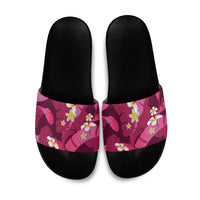 Pink Banana Leaf Hawaii Slide Sandals Lau Maia Plumeria Tropical Summer Vibes LT14 Pink - Polynesian Pride