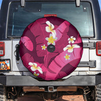Pink Banana Leaf Hawaii Spare Tire Cover Lau Maia Plumeria Tropical Summer Vibes LT14 Pink - Polynesian Pride