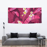 Pink Banana Leaf Hawaii Tapestry Lau Maia Plumeria Tropical Summer Vibes LT14 - Polynesian Pride