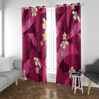 Pink Banana Leaf Hawaii Window Curtain Lau Maia Plumeria Tropical Summer Vibes LT14 With Grommets Pink - Polynesian Pride