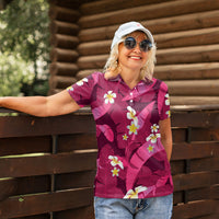 Pink Banana Leaf Hawaii Women Polo Shirt Lau Maia Plumeria Tropical Summer Vibes LT14 - Polynesian Pride