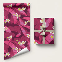 Pink Banana Leaf Hawaii Wrapping Paper Lau Maia Plumeria Tropical Summer Vibes LT14 58" × 23" Pink - Polynesian Pride