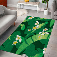 Green Banana Leaf Hawaii Area Rug Lau Maia Plumeria Tropical Summer Vibes LT14 - Polynesian Pride