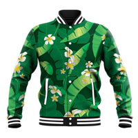 Green Banana Leaf Hawaii Baseball Jacket Lau Maia Plumeria Tropical Summer Vibes LT14 Unisex Green - Polynesian Pride