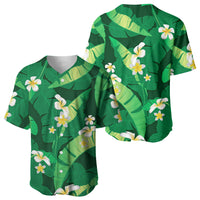 Green Banana Leaf Hawaii Baseball Jersey Lau Maia Plumeria Tropical Summer Vibes LT14 - Polynesian Pride