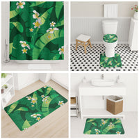 Green Banana Leaf Hawaii Bathroom Set Lau Maia Plumeria Tropical Summer Vibes LT14 - Polynesian Pride