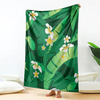 Green Banana Leaf Hawaii Blanket Lau Maia Plumeria Tropical Summer Vibes LT14 - Polynesian Pride