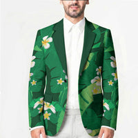 Green Banana Leaf Hawaii Blazer Lau Maia Plumeria Tropical Summer Vibes LT14 - Polynesian Pride