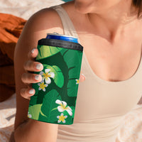Green Banana Leaf Hawaii 4 in 1 Can Cooler Tumbler Lau Maia Plumeria Tropical Summer Vibes LT14 - Polynesian Pride
