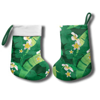 Green Banana Leaf Hawaii Christmas Stocking Lau Maia Plumeria Tropical Summer Vibes