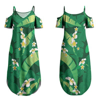 Green Banana Leaf Hawaii Couples Matching Summer Maxi Dress and Long Sleeve Button Shirt Lau Maia Plumeria Tropical Summer Vibes LT14 - Polynesian Pride