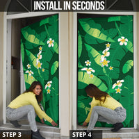 Green Banana Leaf Hawaii Door Cover Lau Maia Plumeria Tropical Summer Vibes LT14 - Polynesian Pride