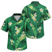 Green Banana Leaf Hawaii Family Matching Mermaid Dress and Hawaiian Shirt Lau Maia Plumeria Tropical Summer Vibes LT14 Son's Shirt Green - Polynesian Pride