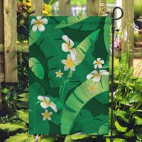 Green Banana Leaf Hawaii Garden Flag Lau Maia Plumeria Tropical Summer Vibes LT14 Garden Flag Green - Polynesian Pride