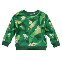 Green Banana Leaf Hawaii Kid Ugly Christmas Sweater Lau Maia Plumeria Tropical Summer Vibes