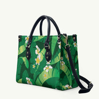 Green Banana Leaf Hawaii Leather Bag Lau Maia Plumeria Tropical Summer Vibes LT14 Green - Polynesian Pride