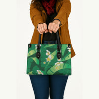 Green Banana Leaf Hawaii Leather Bag Lau Maia Plumeria Tropical Summer Vibes LT14 - Polynesian Pride
