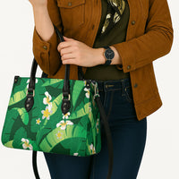 Green Banana Leaf Hawaii Leather Bag Lau Maia Plumeria Tropical Summer Vibes LT14 - Polynesian Pride