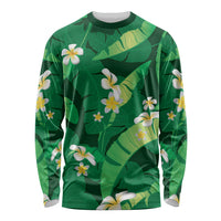 Green Banana Leaf Hawaii Long Sleeve Shirt Lau Maia Plumeria Tropical Summer Vibes LT14 Unisex Green - Polynesian Pride