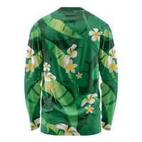 Green Banana Leaf Hawaii Long Sleeve Shirt Lau Maia Plumeria Tropical Summer Vibes LT14 - Polynesian Pride