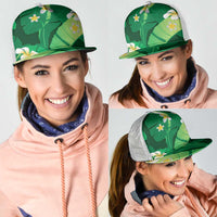 Green Banana Leaf Hawaii Mesh Trucker Cap Lau Maia Plumeria Tropical Summer Vibes LT14 - Polynesian Pride