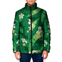 Green Banana Leaf Hawaii Padded Jacket Lau Maia Plumeria Tropical Summer Vibes LT14 Men Green - Polynesian Pride