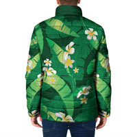 Green Banana Leaf Hawaii Padded Jacket Lau Maia Plumeria Tropical Summer Vibes LT14 - Polynesian Pride