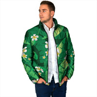 Green Banana Leaf Hawaii Padded Jacket Lau Maia Plumeria Tropical Summer Vibes LT14 - Polynesian Pride