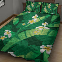 Green Banana Leaf Hawaii Quilt Bed Set Lau Maia Plumeria Tropical Summer Vibes LT14 - Polynesian Pride