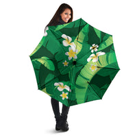 Green Banana Leaf Hawaii Umbrella Lau Maia Plumeria Tropical Summer Vibes LT14 - Polynesian Pride
