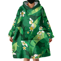 Green Banana Leaf Hawaii Wearable Blanket Hoodie Lau Maia Plumeria Tropical Summer Vibes LT14 - Polynesian Pride