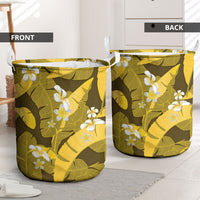 Yellow Banana Leaf Hawaii Laundry Basket Lau Maia Plumeria Tropical Summer Vibes LT14 - Polynesian Pride