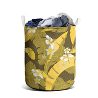 Yellow Banana Leaf Hawaii Laundry Basket Lau Maia Plumeria Tropical Summer Vibes LT14 - Polynesian Pride