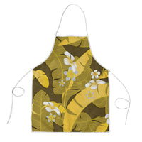 Yellow Banana Leaf Hawaii Apron Lau Maia Plumeria Tropical Summer Vibes LT14 Yellow - Polynesian Pride