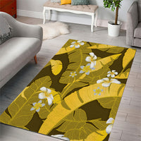 Yellow Banana Leaf Hawaii Area Rug Lau Maia Plumeria Tropical Summer Vibes LT14 - Polynesian Pride