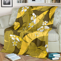 Yellow Banana Leaf Hawaii Blanket Lau Maia Plumeria Tropical Summer Vibes LT14 - Polynesian Pride