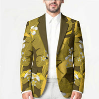Yellow Banana Leaf Hawaii Blazer Lau Maia Plumeria Tropical Summer Vibes LT14 - Polynesian Pride