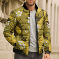 Yellow Banana Leaf Hawaii Bomber Puffer Jacket Lau Maia Plumeria Tropical Summer Vibes LT14 - Polynesian Pride