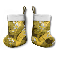 Yellow Banana Leaf Hawaii Christmas Stocking Lau Maia Plumeria Tropical Summer Vibes