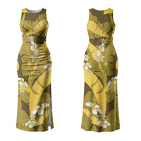 Yellow Banana Leaf Hawaii Family Matching Tank Maxi Dress and Hawaiian Shirt Lau Maia Plumeria Tropical Summer Vibes LT14 Mom's Dress Yellow - Polynesian Pride