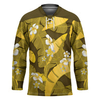 Yellow Banana Leaf Hawaii Hockey Jersey Lau Maia Plumeria Tropical Summer Vibes LT14 Unisex Yellow - Polynesian Pride