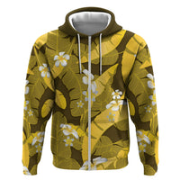 Yellow Banana Leaf Hawaii Hoodie Lau Maia Plumeria Tropical Summer Vibes LT14 Zip Hoodie Yellow - Polynesian Pride