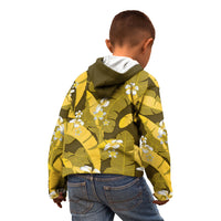 Yellow Banana Leaf Hawaii Kid Hoodie Lau Maia Plumeria Tropical Summer Vibes LT14 - Polynesian Pride