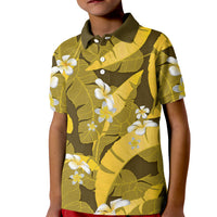 Yellow Banana Leaf Hawaii Kid Polo Shirt Lau Maia Plumeria Tropical Summer Vibes LT14 Kid Yellow - Polynesian Pride