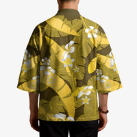 Yellow Banana Leaf Hawaii Kimono Lau Maia Plumeria Tropical Summer Vibes LT14 - Polynesian Pride