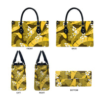 Yellow Banana Leaf Hawaii Leather Bag Lau Maia Plumeria Tropical Summer Vibes LT14 - Polynesian Pride
