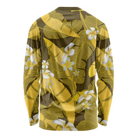 Yellow Banana Leaf Hawaii Long Sleeve Shirt Lau Maia Plumeria Tropical Summer Vibes LT14 - Polynesian Pride